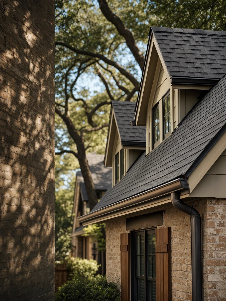 A clean balcony on an Austin townhome with a view of a tree-lined street in a central neighborhood.